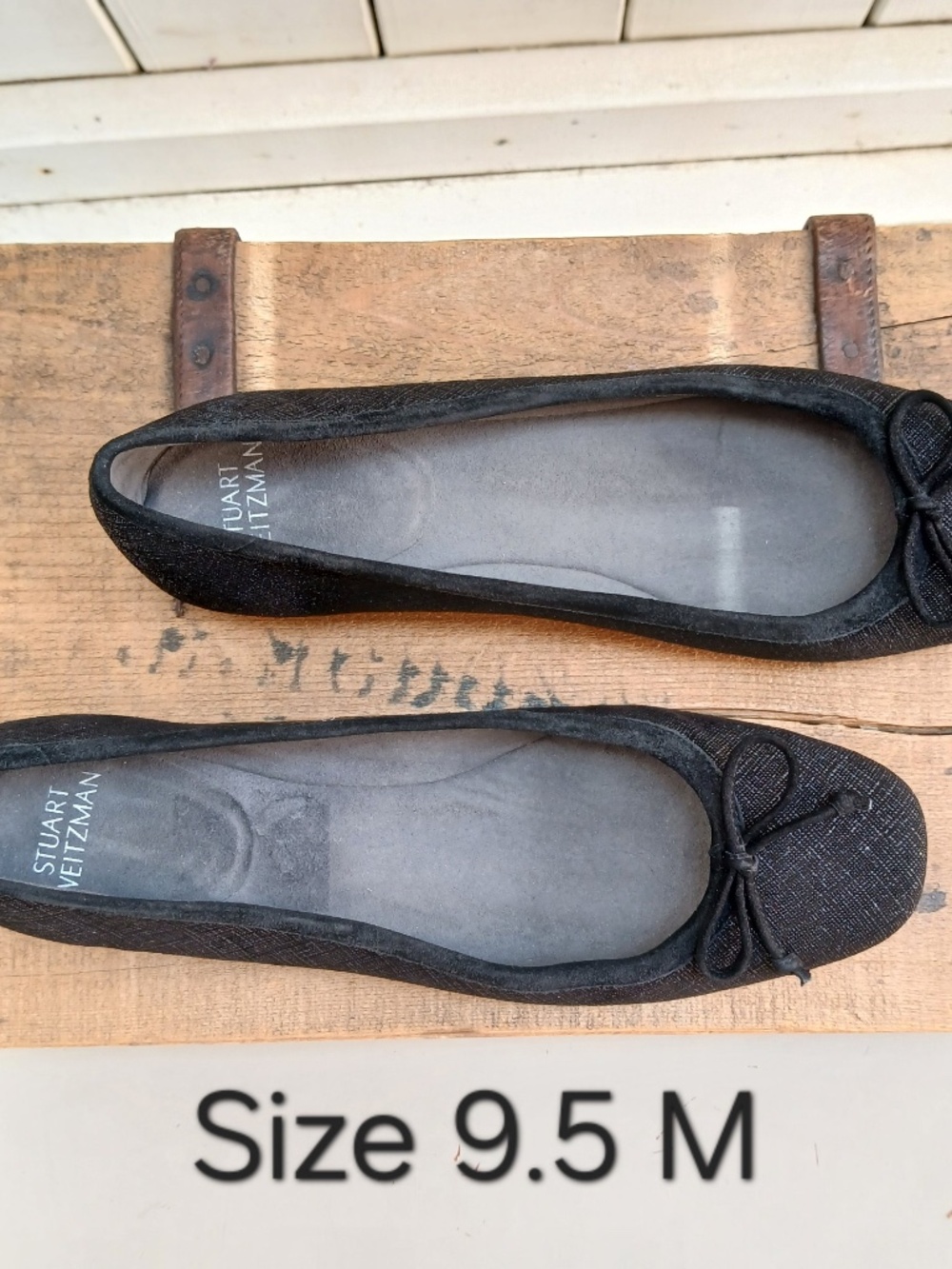 Stuart Weitzman Black Ballet Flat Canvas Low Heel Women's Dress Shoes Size 9.5